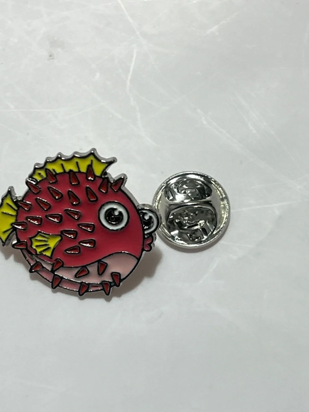 Pink Puffer Fish Enamel Pin by